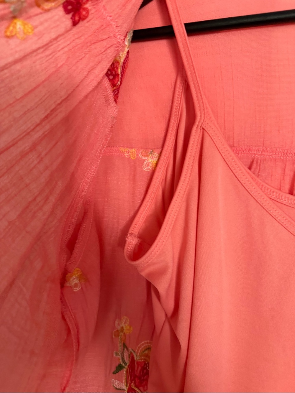 Johnny Was Coral Embroidered Button-Front Shirt with Matching Tank - Picture 3 of 6